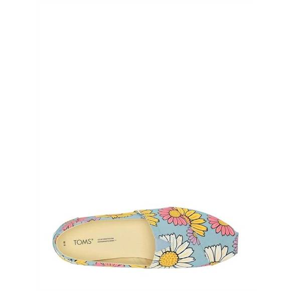 NEW TOMS women's alpargata flat loafer in pastel blue daisies - Picture 6 of 8
